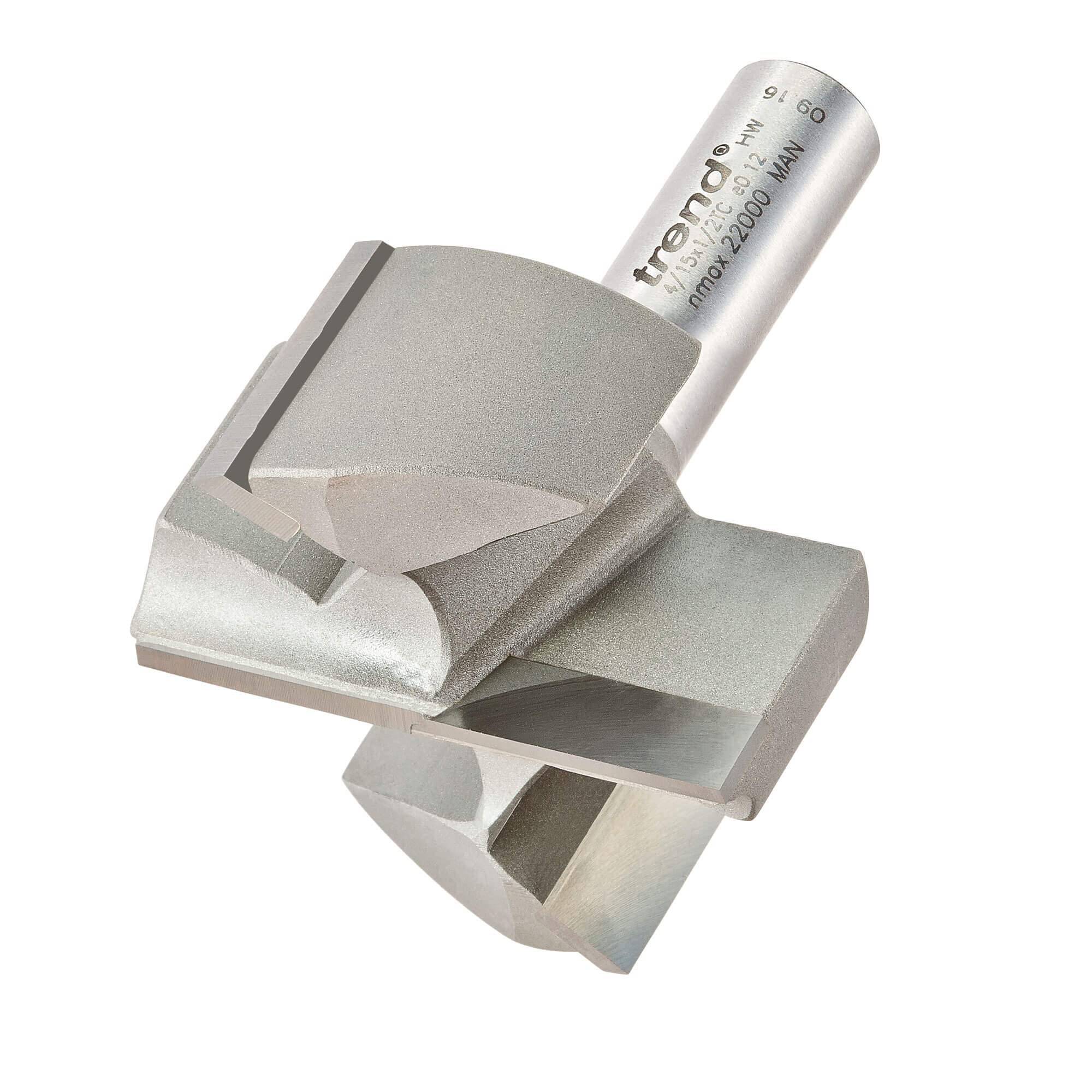 Trend Professional Straight Two Flute Router Cutter, 1/2 Inch Shank, 50.8mm Cut Diameter & 25mm Cut Length