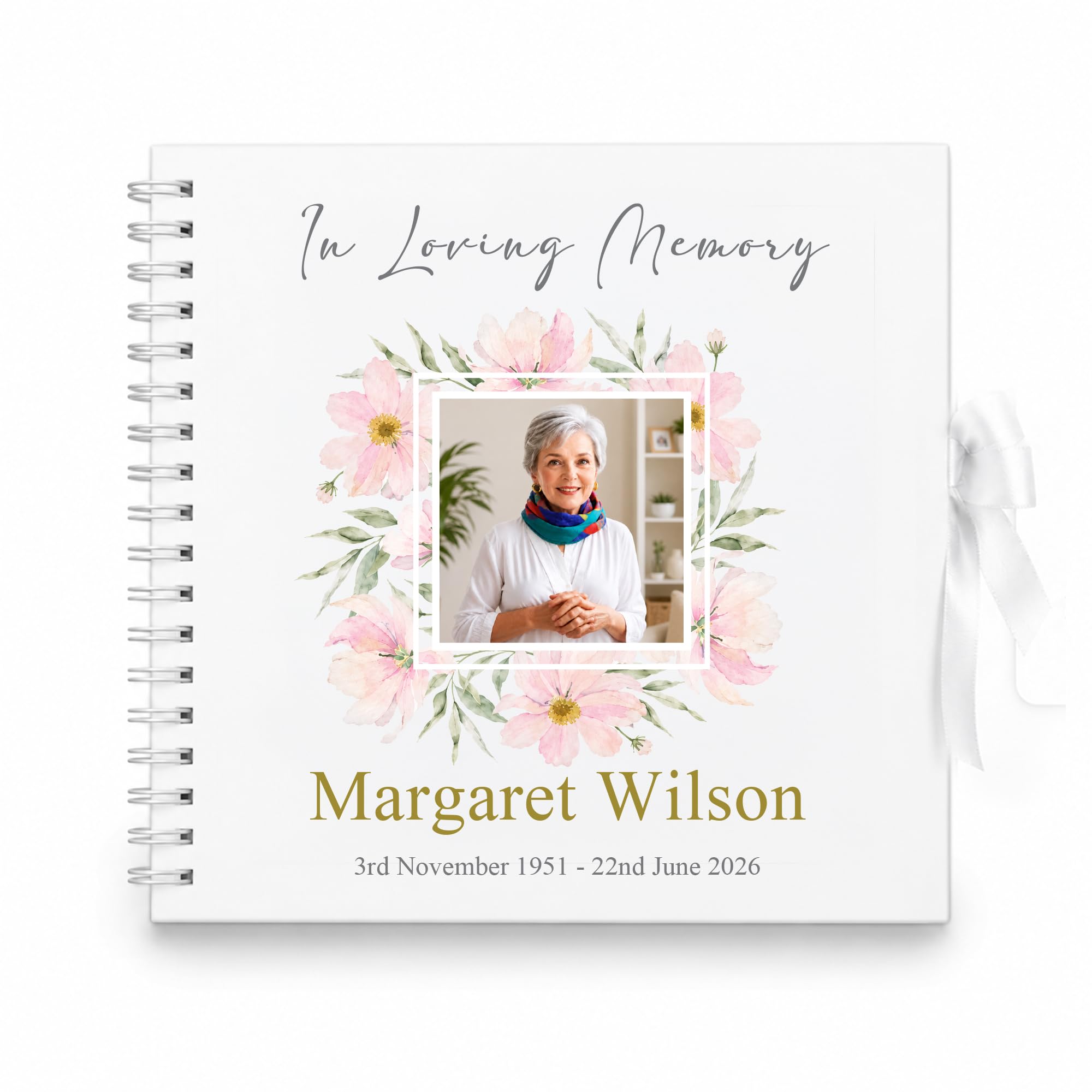 Funeral Condolence Memory Book Of Life - Memorial Guest Book Hardcover - Guestbook for Celebration of Life Memorial Service with Memory Table Card Sign (Forever in Bloom)