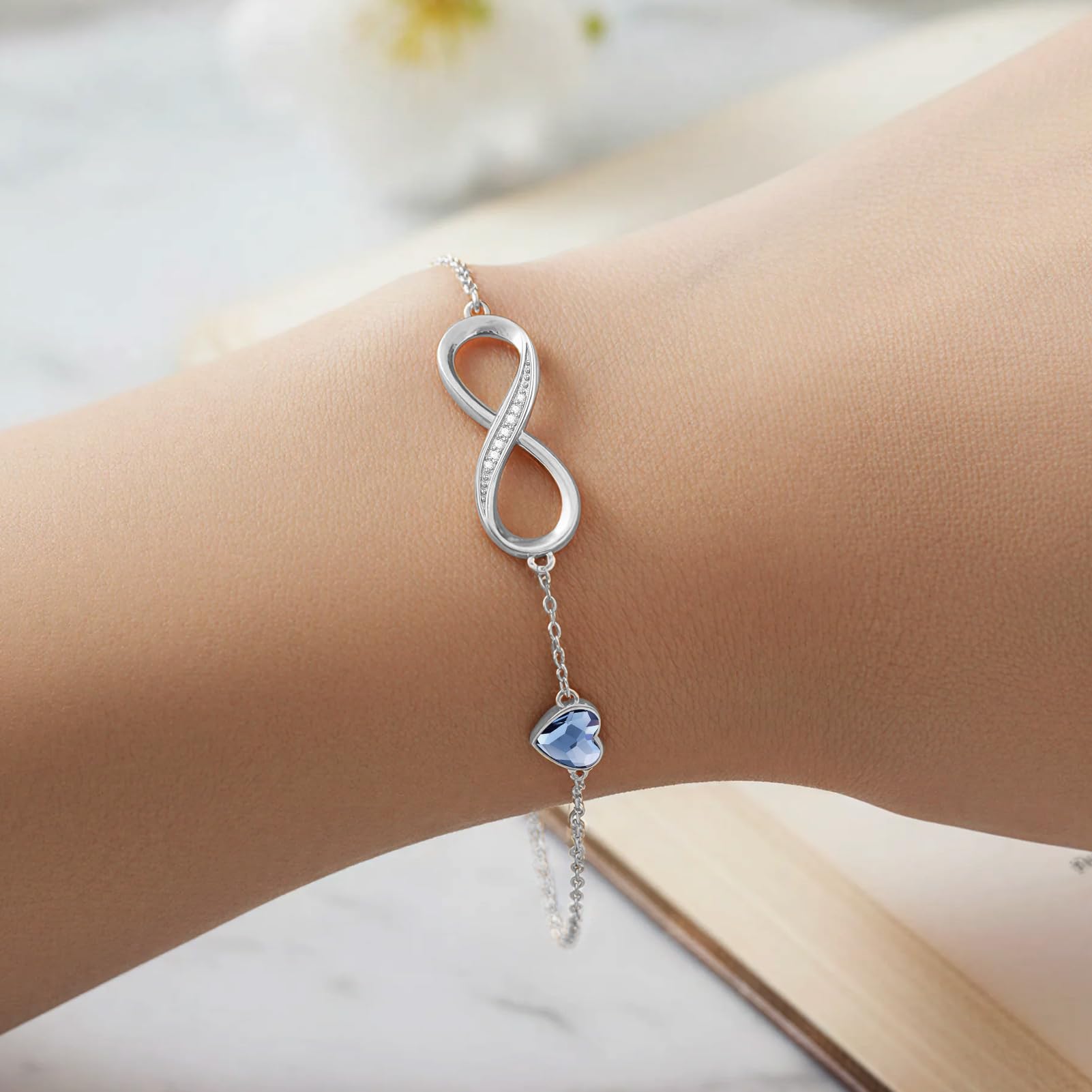 LOUISA SECRET Bracciale Donna Argento 925 Braccialetto Infinito Bracciali Cuore Gioielli Compleanno Regalo per Lei/Mamma/Amica/Ricorrenze