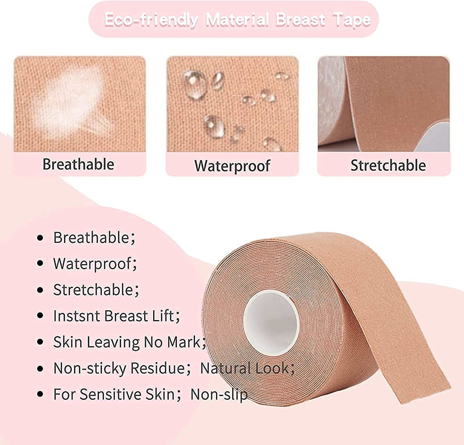 AKRIZA Boob Tape with 10pcs Nipple Cover & 36pcs Fashion Tape Double Sided Body Tape Adhesive Strapless Bra & Heavy Breast Support - Boobs Tape for Women Clothes 2