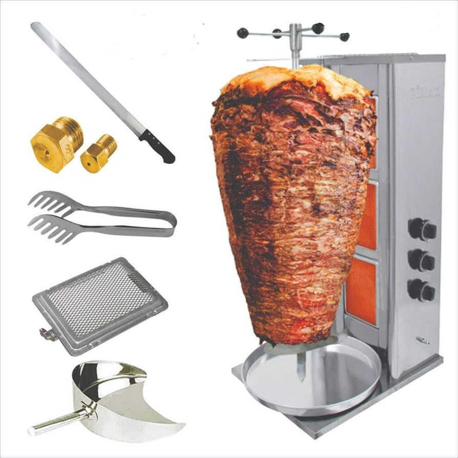 Creature Industry Silver Shawarma Machine Double Burner, For Commercial