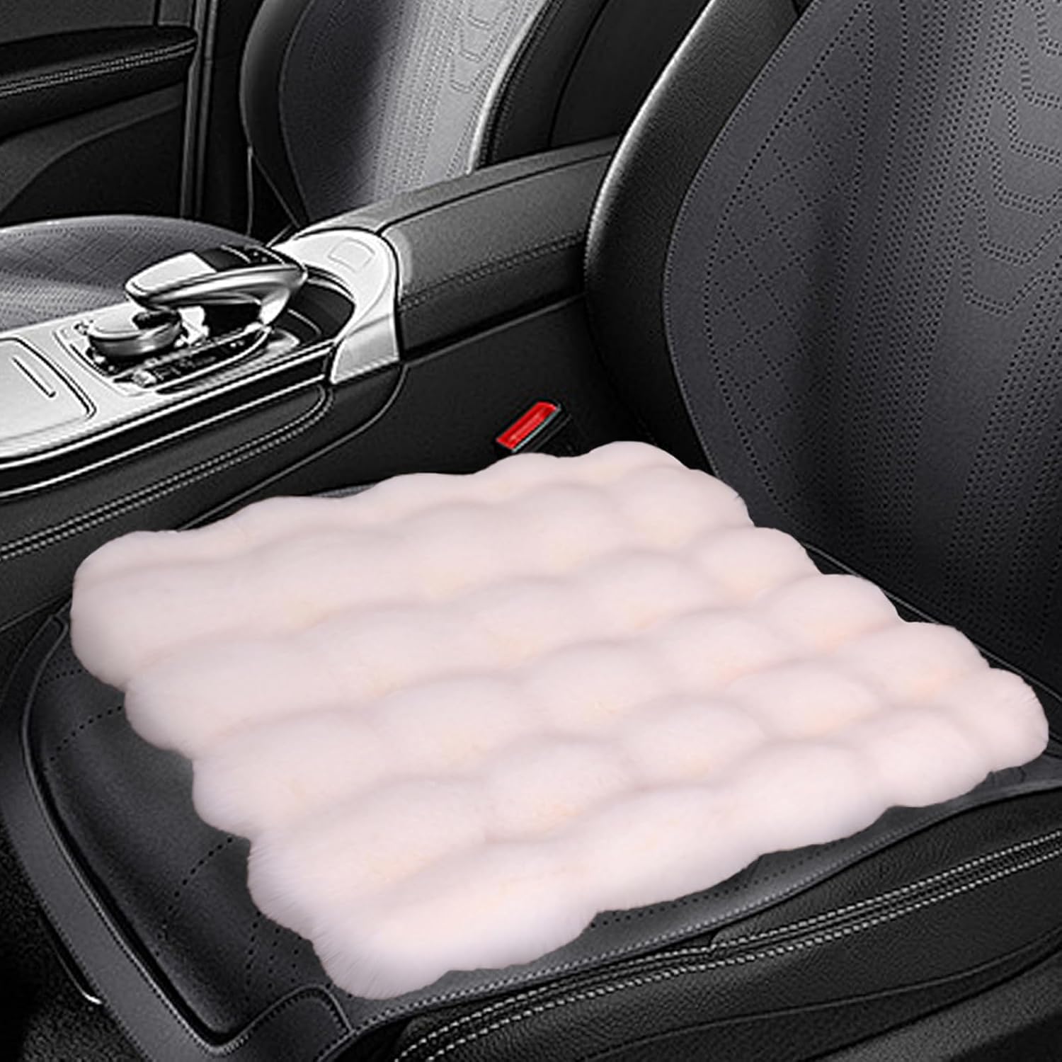 ele ELEOPTION Fluffy Fuzzy Car Seat Cover Soft Cozy Fur Universal Seat Cushion Front Seat Covers Accessories Automobiles Winter Warm Carseat Protector(White,6pcs)