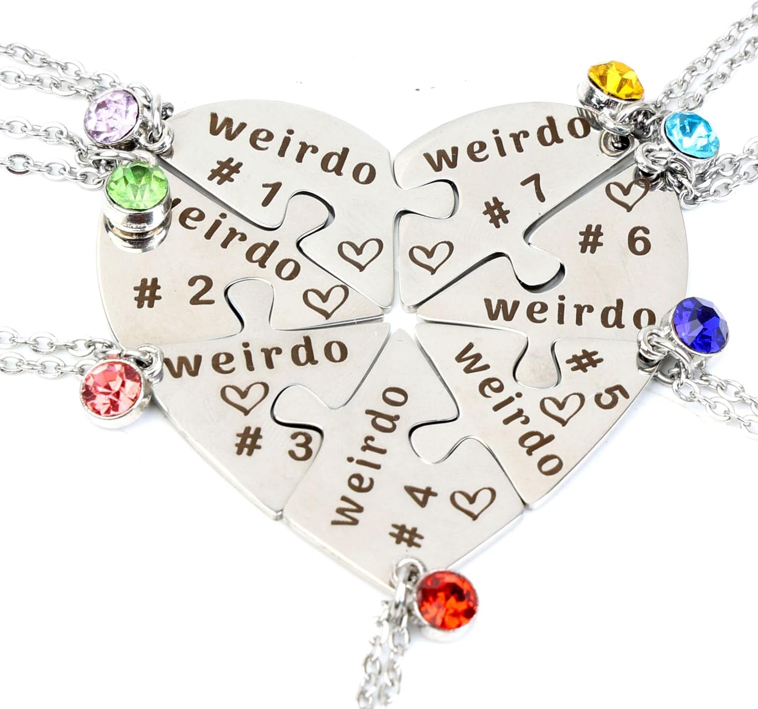Weirdo Necklace Heart Bff for 4 Best Friend Necklaces Sister Friendship Stainless Steel Jewelry
