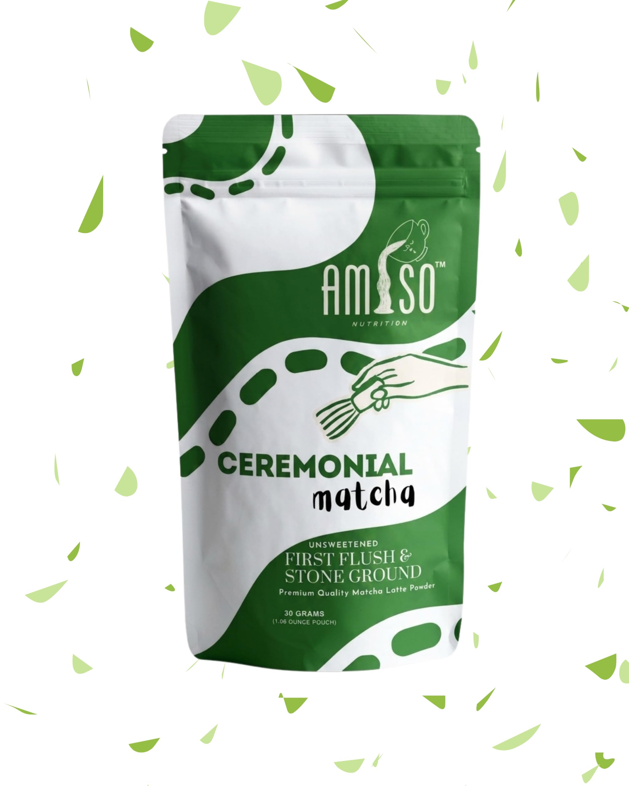 Ceremonial Grade Matcha Green Tea Powder from Amiso Nutrition | Japanese Premium First Harvest Matcha | Stone Ground | Vibrant Green | Smooth Umami Taste | Antioxidant Rich | 30g-image-27