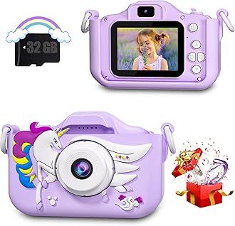 CIMELR Kids Camera Toys for 3 4 5 6 7 8 9 10 11 12 Years Old Boys/Girls, Kids Digital Camera for Toddler with Video, Birthday Festival for Kids, Selfie Camera for Child, 32GB TF Card