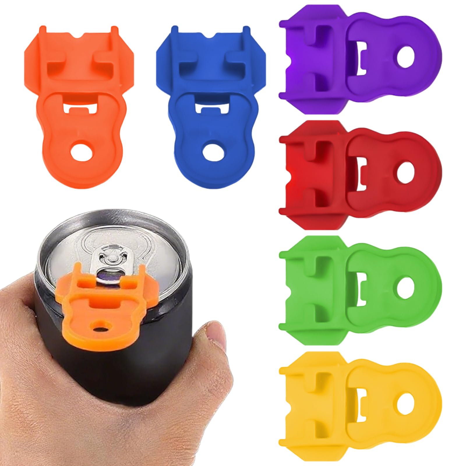 RLMVGBX 6 Pack Can Tab Lifters, Dual Function Soda & Beer Can Openers with Spill-Resistant Cover, Reusable Beverage Opener Tools for Standard Cans