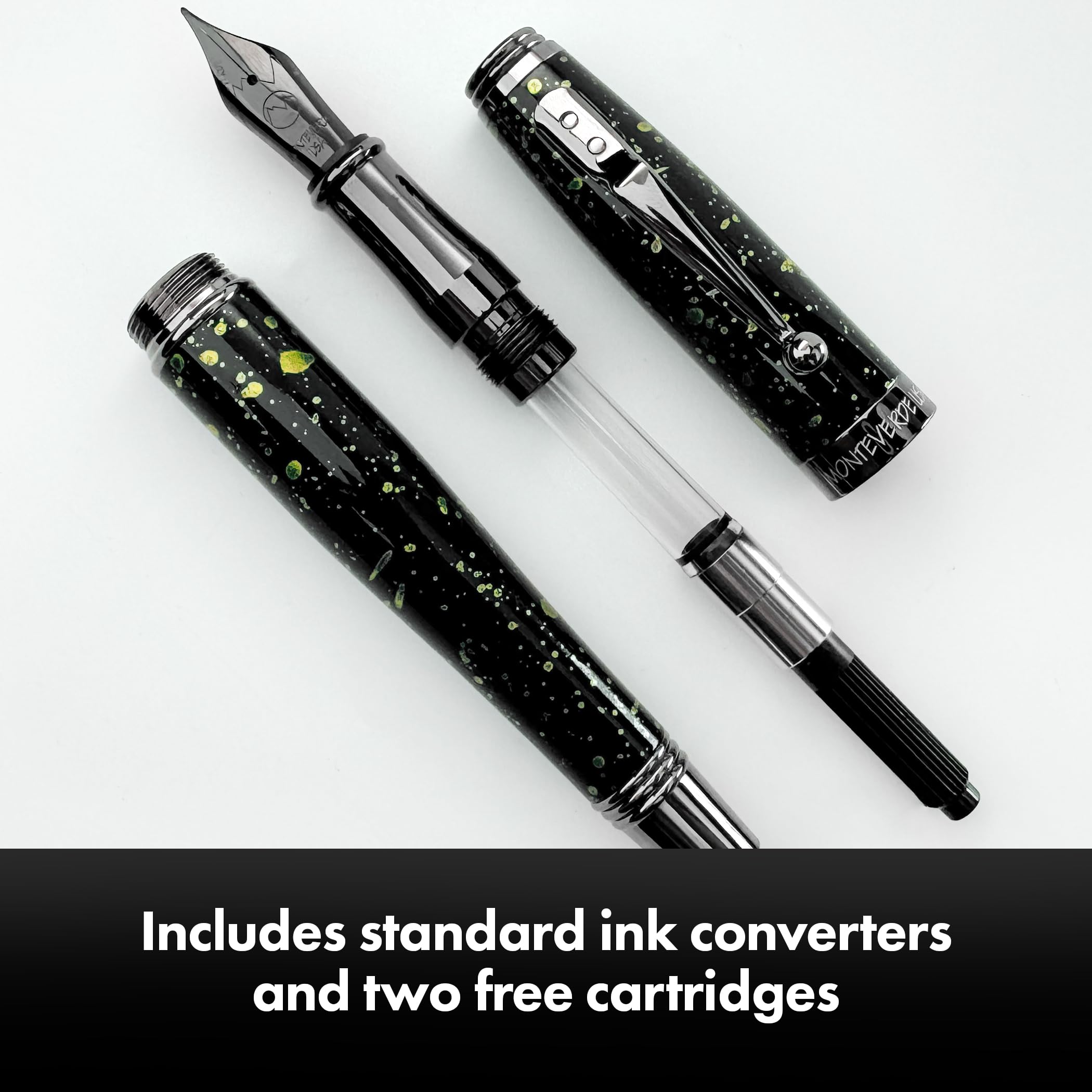 Monteverde Invincia Vega Starlight Yellow - Pluma estilográfica, punta media, diseño atrevido, instrumento de escritura premium