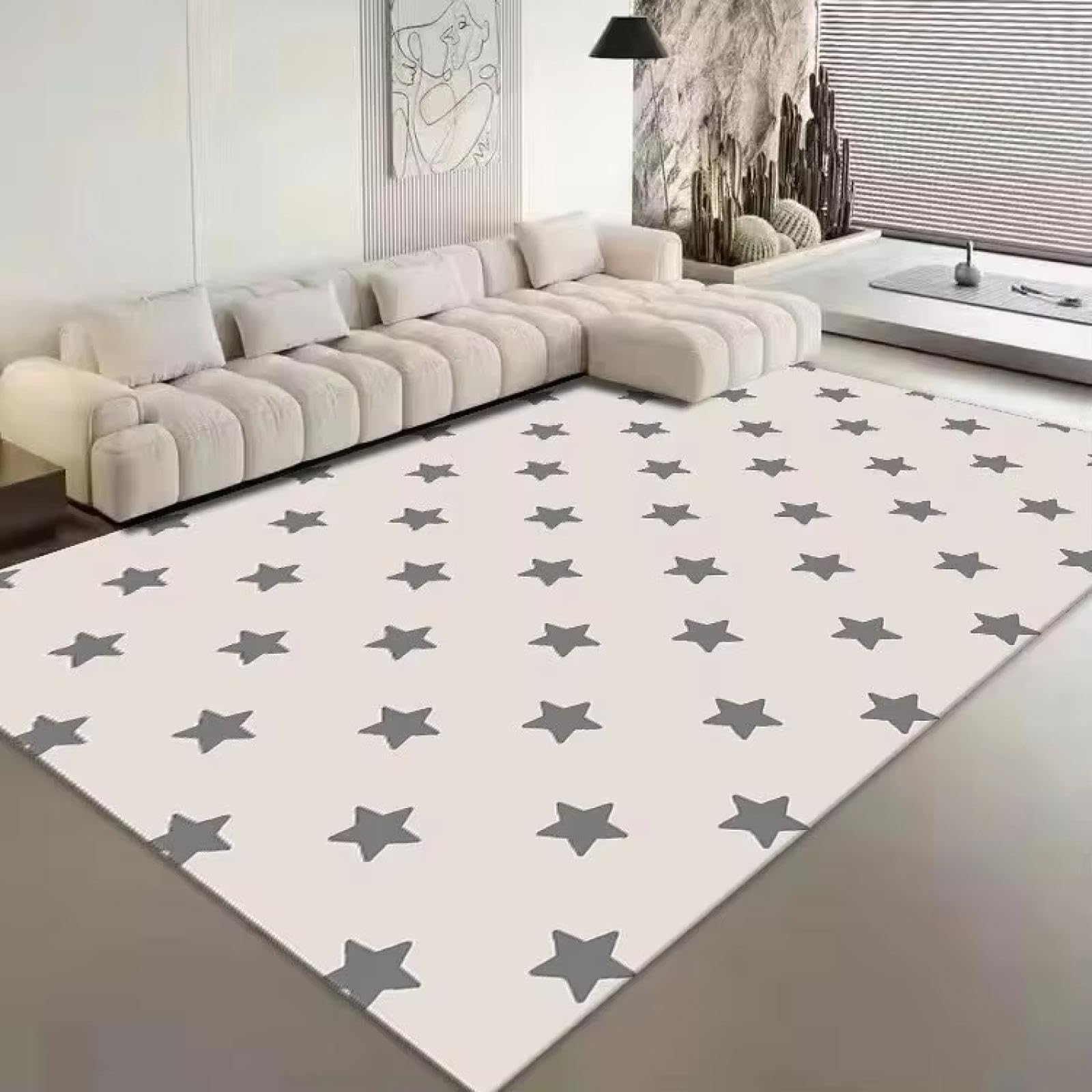 Alfombra geométrica de salón ideal para mesa de centro moderna