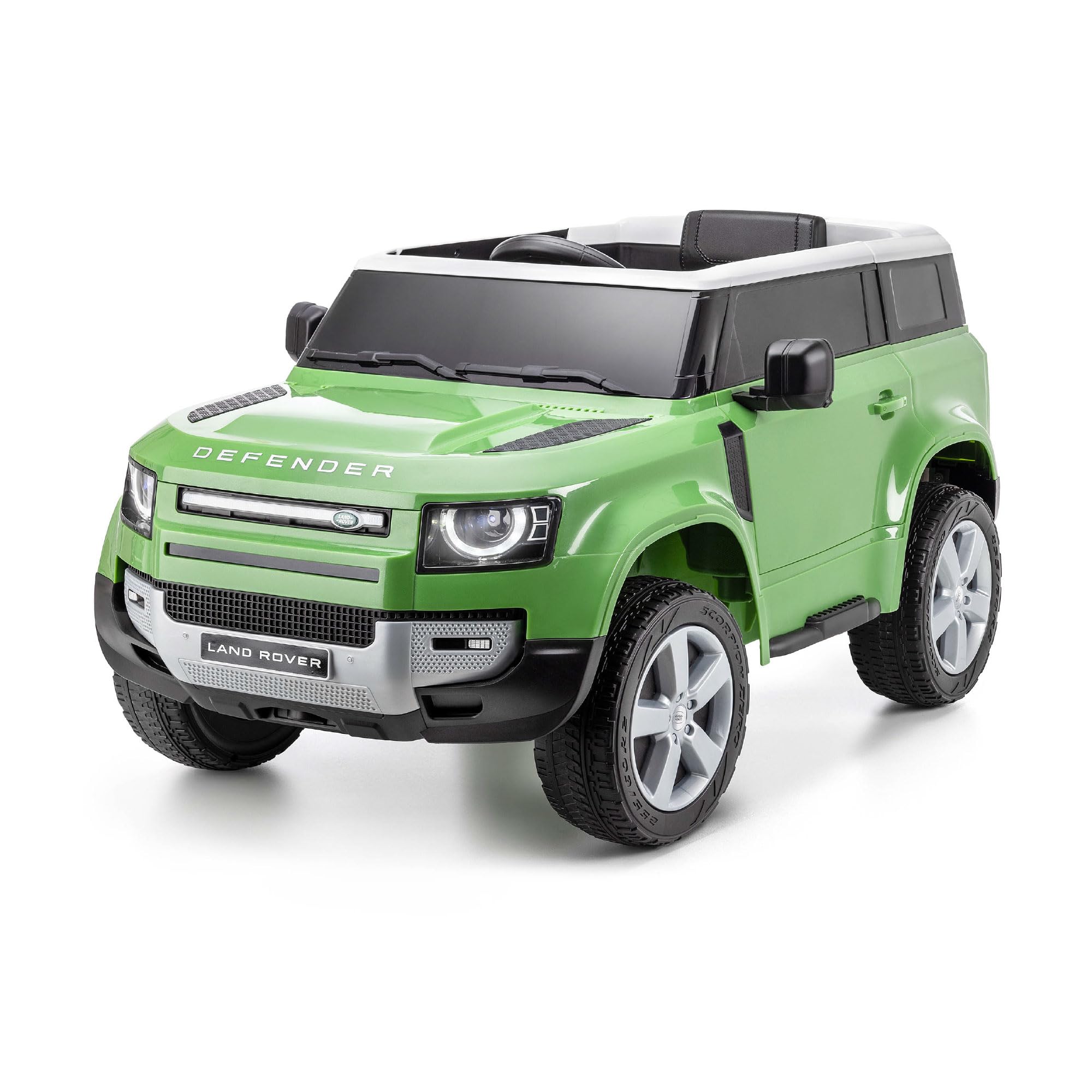 Xootz Land Rover Defender Electric Ride-On Car Battery Powered Kids Toy with Music, Lights and Opening Boot, Ages 2+, Green — image 1