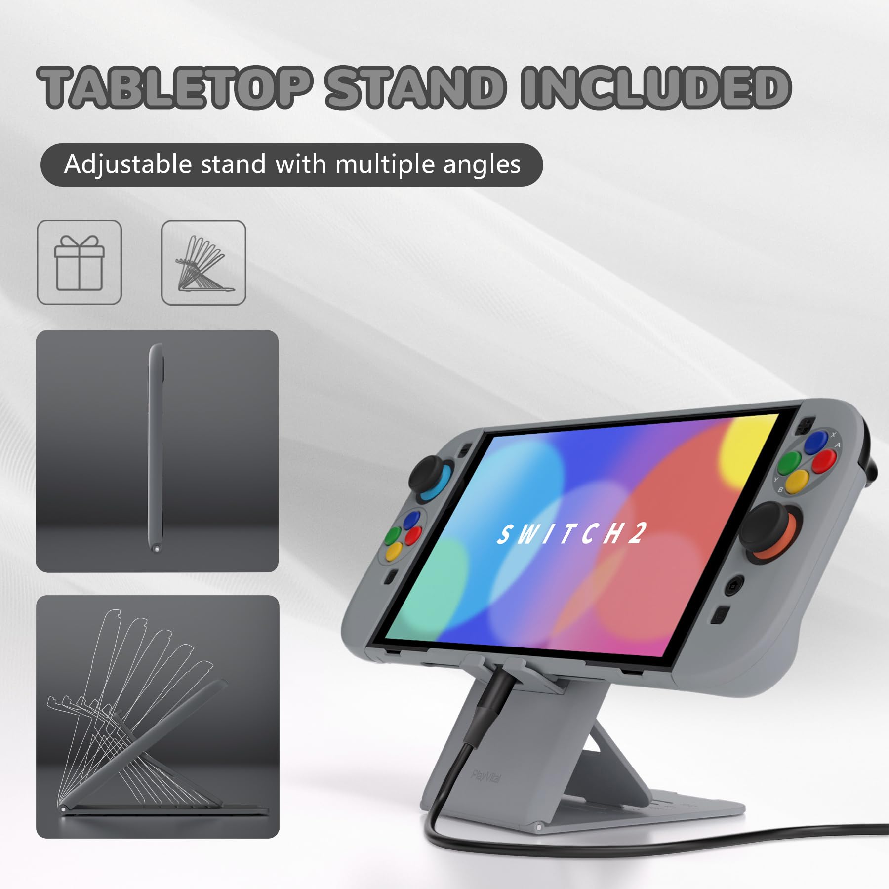 PlayVital Funda Protectora para Nintendo Switch 2 (2025) - Carcasa Rígida Dockable con Soporte Plegable y Tapas para Joysticks, Protector para Switch 2 - Color Sólido Serie (Clásico SNES)