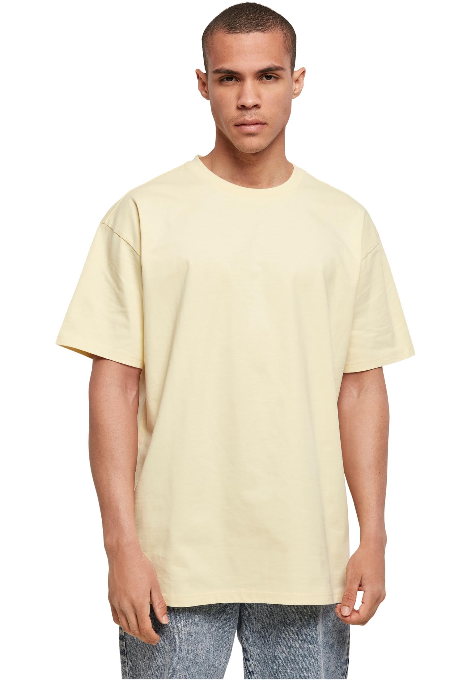 Build Your Brand Mens By102-heavy Oversize Tee T-Shirt, Soft Yellow, M UK