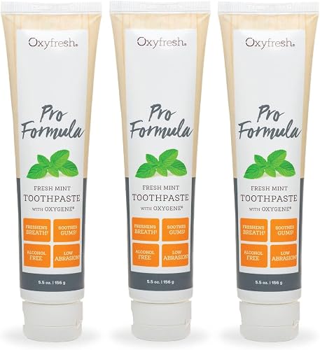 Oxyfresh Pro Formula Fresh Mint Toothpaste – Gentle Low Abrasion - Cosmetic Fluoride Free - for Bad Breath, Sensitive Teeth and Gums with Natural Essential Oils - 5.5 oz (Pack of 3)