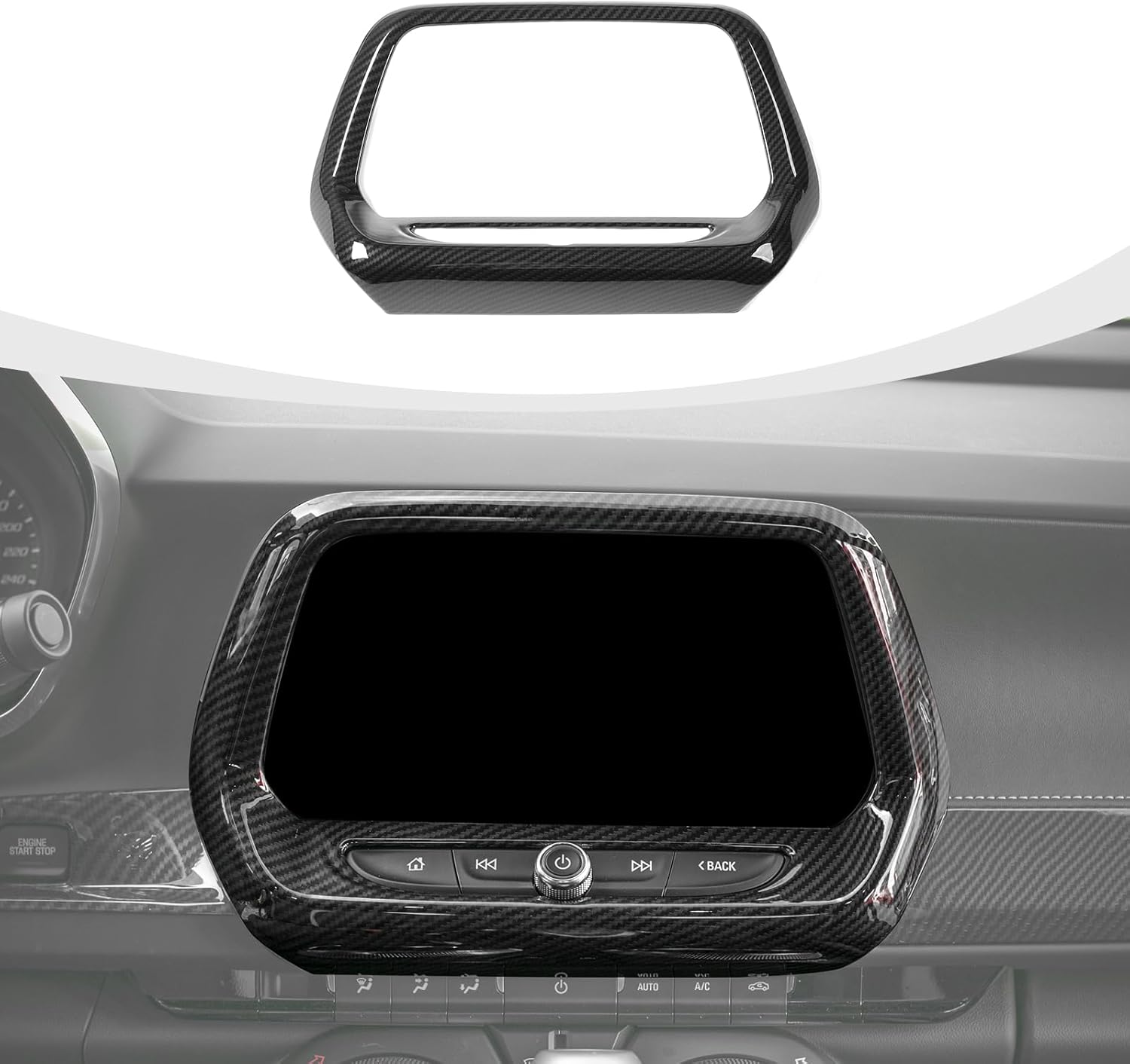 RAZPOY Radio Navigation GPS Screen Panel Cover Trim Compatible with Chevy Camaro 2017-2024 Carbon Fiber Interior Accessories, Large Screen