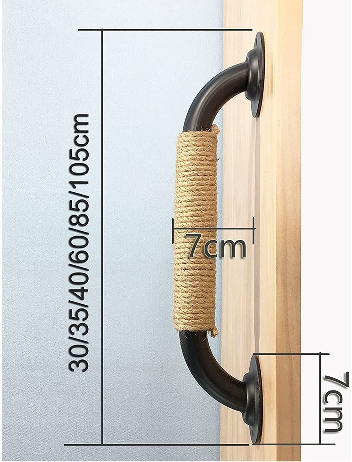 Klamka do drzwi stodoły czarna kuta żelazna linka uchwyt przesuwny drewniany uchwyt do szafy szopy Dogarden uchwyt bramy garażowej bar do domu łazienki kuchni biura/40 cm/40 cm