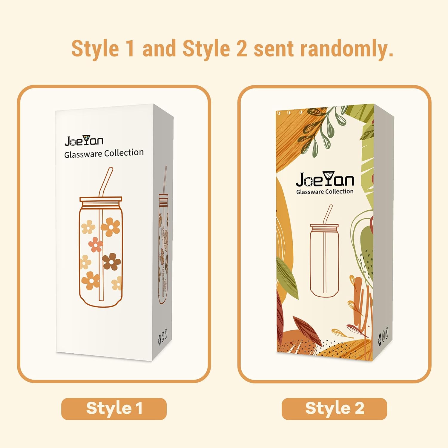 Joeyan 20 oz Glass Cups with Bamboo Lids and Straws,Boho Can Shaped Beer Drinking Glasses,Gifts for Women,Cute Iced Coffee Tumbler with Colored Rainbow Pattern,Cocktail Smoothie Tea Soda Glassware - Image 7