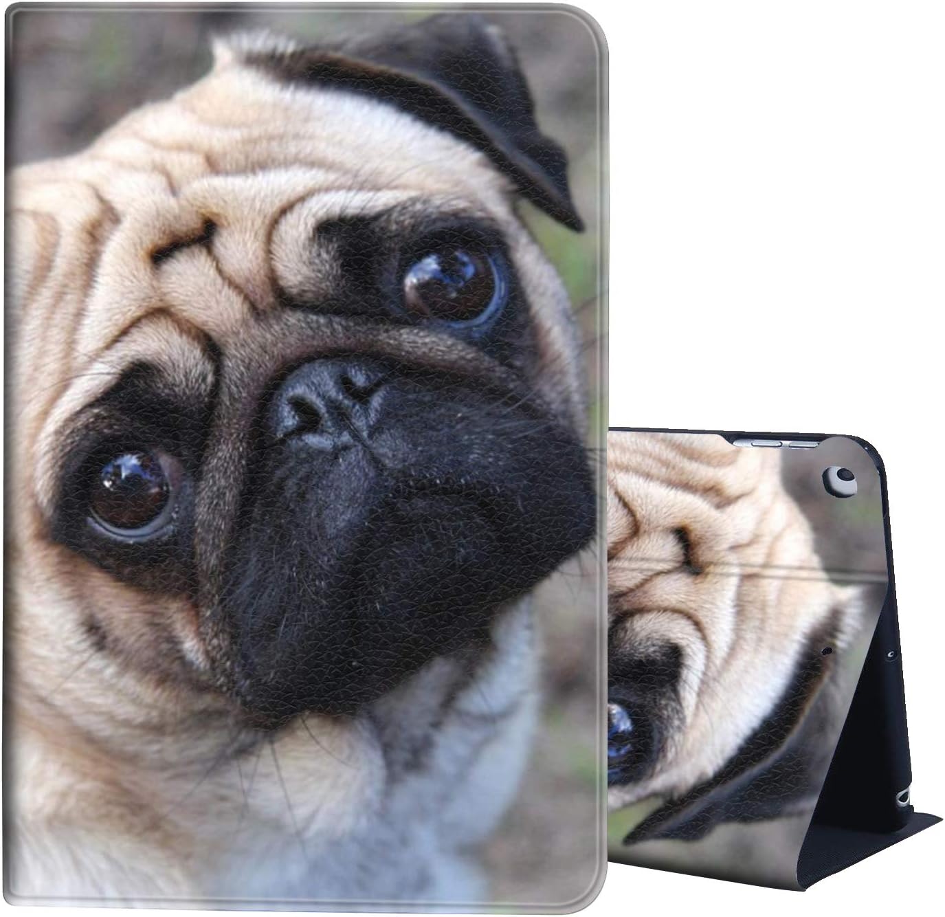 iPad 10.2 Case for iPad 9th Generation 2021,iPad 8th Gen Case 2020,iPad 7th Gen 2019 Case,PU Leather Smart Stand Cover with Auto Wake/Sleep for Apple iPad 10.2 Inch,Funny Pug Dog