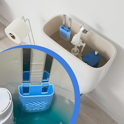 Miniatura 7 de moonoom 2 soportes azules para pastillas de limpieza de tanque de inodoro, 3.7 x 2.9 x 0.7 pulgadas, soporte para tableta de blanqueador para tanque