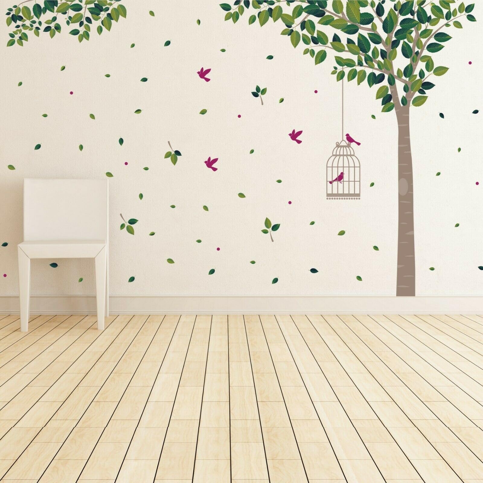 Wallflexi Wall Stickers Green Tree Wall Art Murals Removable Self-Adhesive Decals Nursery Kindergarden Kids Room Restaurant Cafe Hotel Office Home Decoration, multicolour