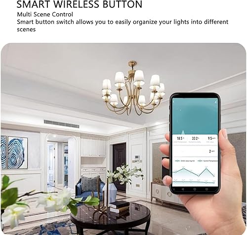 Miniatura 3 de Botón de interruptor inteligente inalámbrico - TUYA Interruptor inteligente impermeable con control de voz de un solo clic con fácil instalación y