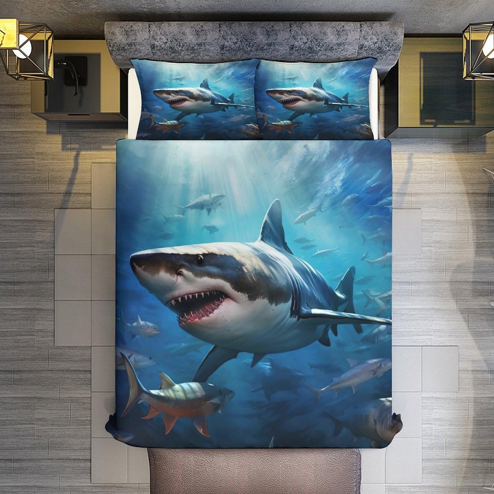 Housse De Couette Pottery Barn Enfant Twin - Bleu Requins, Coton Bio - Occasion