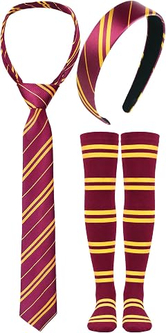 3 Pieces Halloween Costume Accessory Set - Wizard Headband, Tie, Socks