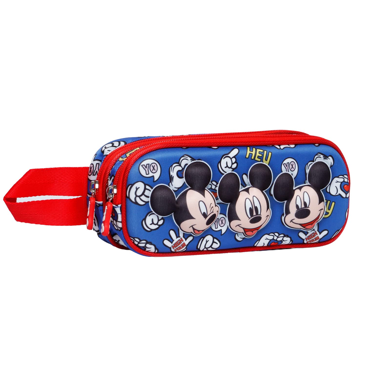 Disney Mickey Mouse Grins-3D Double Pencil Case, Blue, 22 x 9.5 cm