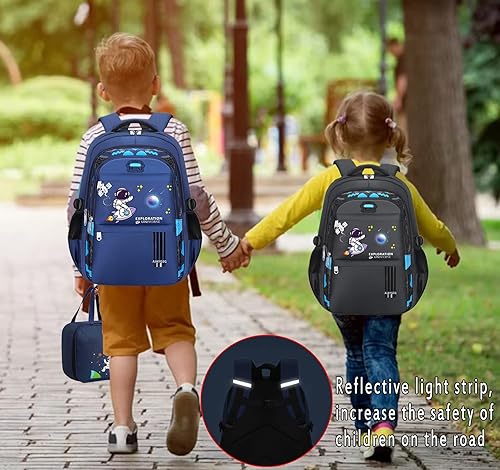 Miniatura 6 de Mochila para niños - Mochila escolar para niños y niños, conjunto de mochilas para niños con lonchera y estuche para lápices, mochilas escolares