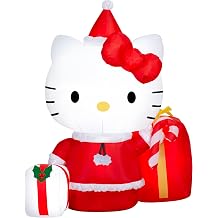 Gemmy Christmas Airblown Inflatable Hello Kitty w/Presents Scene, 4 ft Tall, White