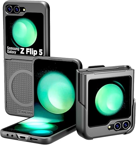 Rome Tech Funda con clip para cinturón para Samsung Galaxy Z Flip5 de 6.7 pulgadas (2023) compatible con MagSafe Heavy Duty Slide con soporte y clip