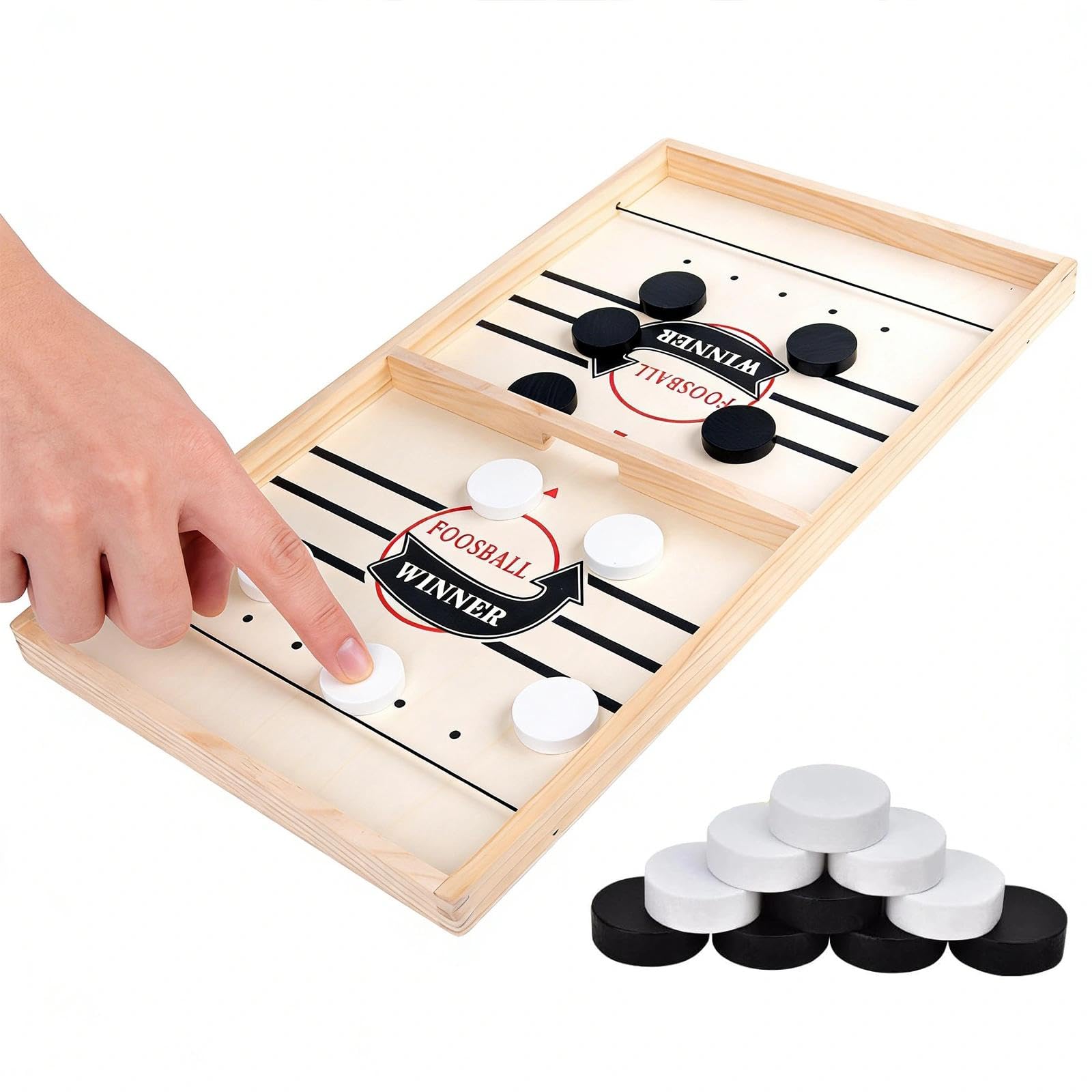 Hockey da Tavolo Flipper da Tavolo Gioco Bambino 8 Anni Maschio | 2 in 1 in Legno Portatile, Battaglia Rapida Interazione Familiare, Attività di Giuoco