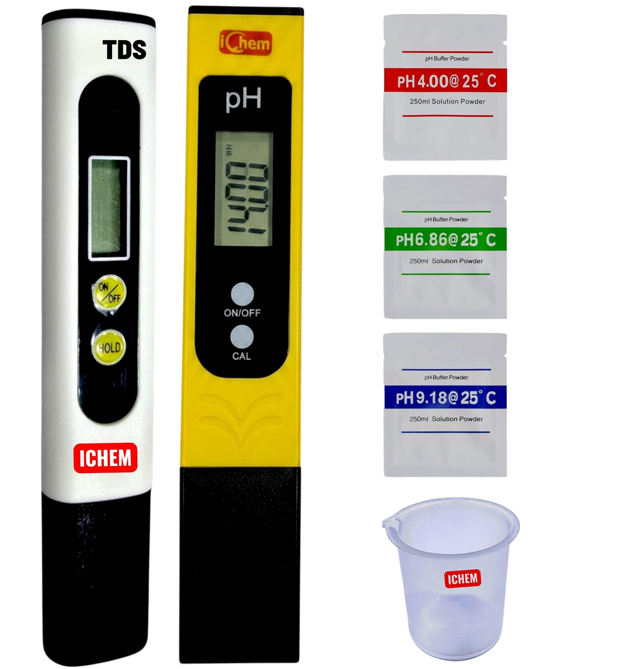 ICHEM TDS, PH Meter With 3 Buffer Powder, Pocket Type with Beaker Combo Pack,LCD PH Tester Big Display.-picture-28