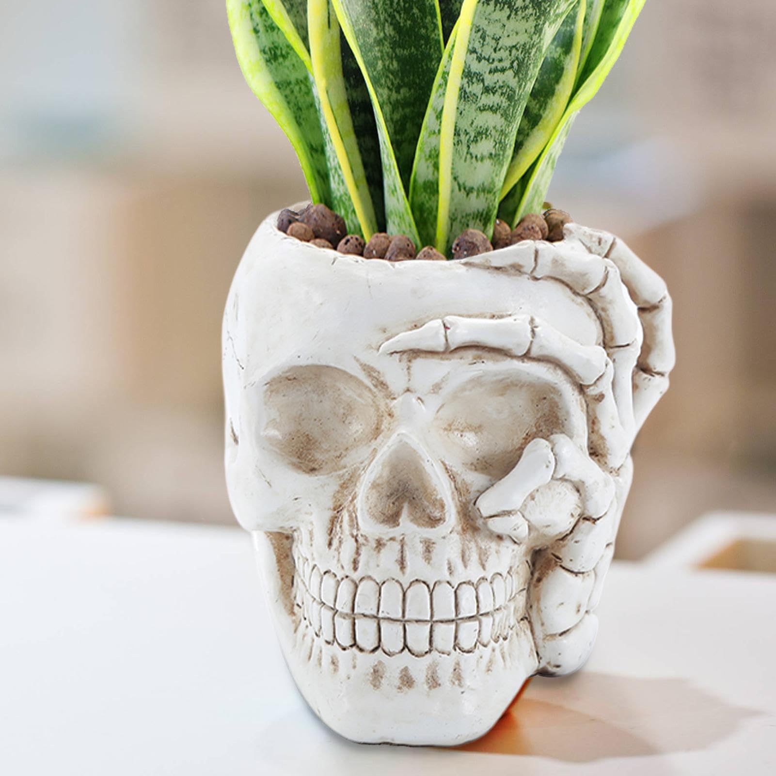 MIJOMA Dispenser per bevande a forma di teschio, 4 l, in vetro con rubinetto per Halloween, feste, bar, decorazione per bowle, cocktail, succo di acqua