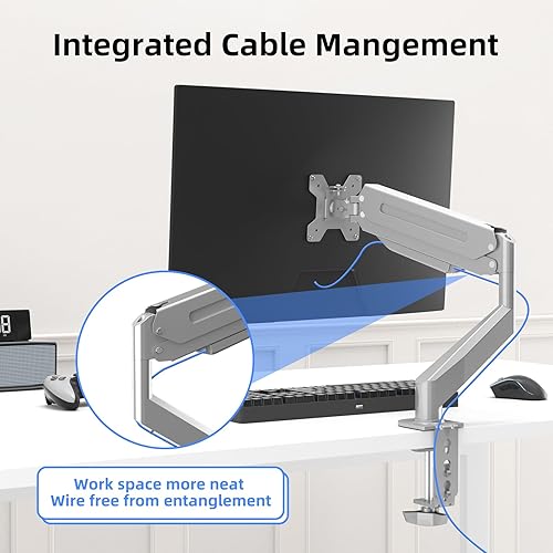 Miniatura 5 de Suptek Soporte de escritorio para monitor único con brazo de resorte de gas ajustable para soporte de monitor de 17 20 22 23 24 26 27 32 33
