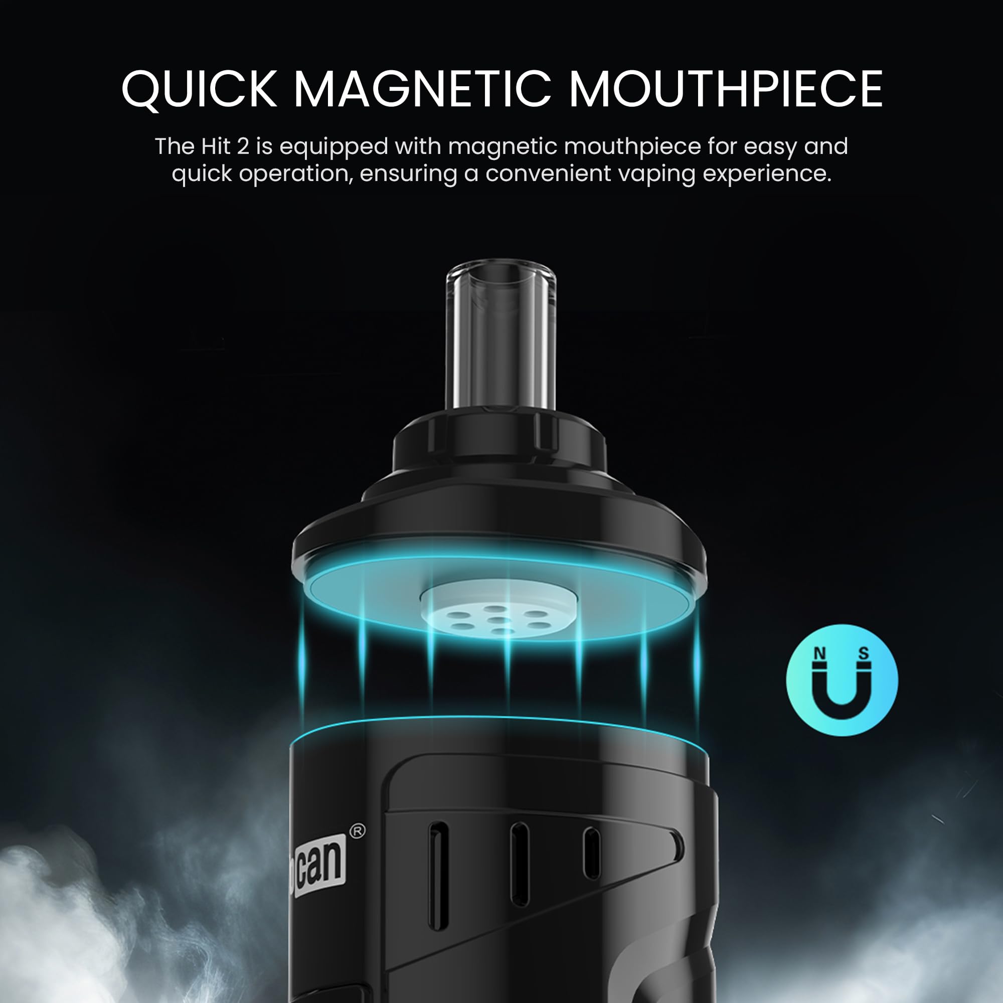 Yocan Hit 2 Vaporizer Kräuter | Tragbarer Verdampfer Kräuter mit Konvektionsheizung | Präzise Temperatureinstellung 93-249°C | Magnetisches Mundstück | LED-Display | 1800-mAh-Akku | USB-C (Schwarz)