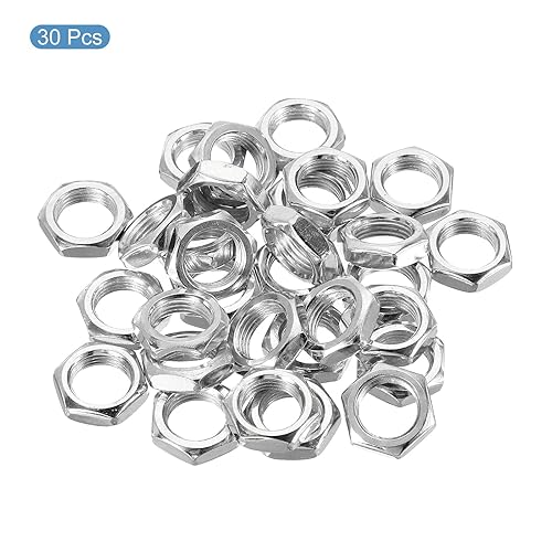 Miniatura 3 de PATIKIL Tuercas hexagonales de acero M12 x 1.0, paquete de 30 tuercas metálicas chapadas en zinc, tornillos de tuerca de 0.197 in de altura
