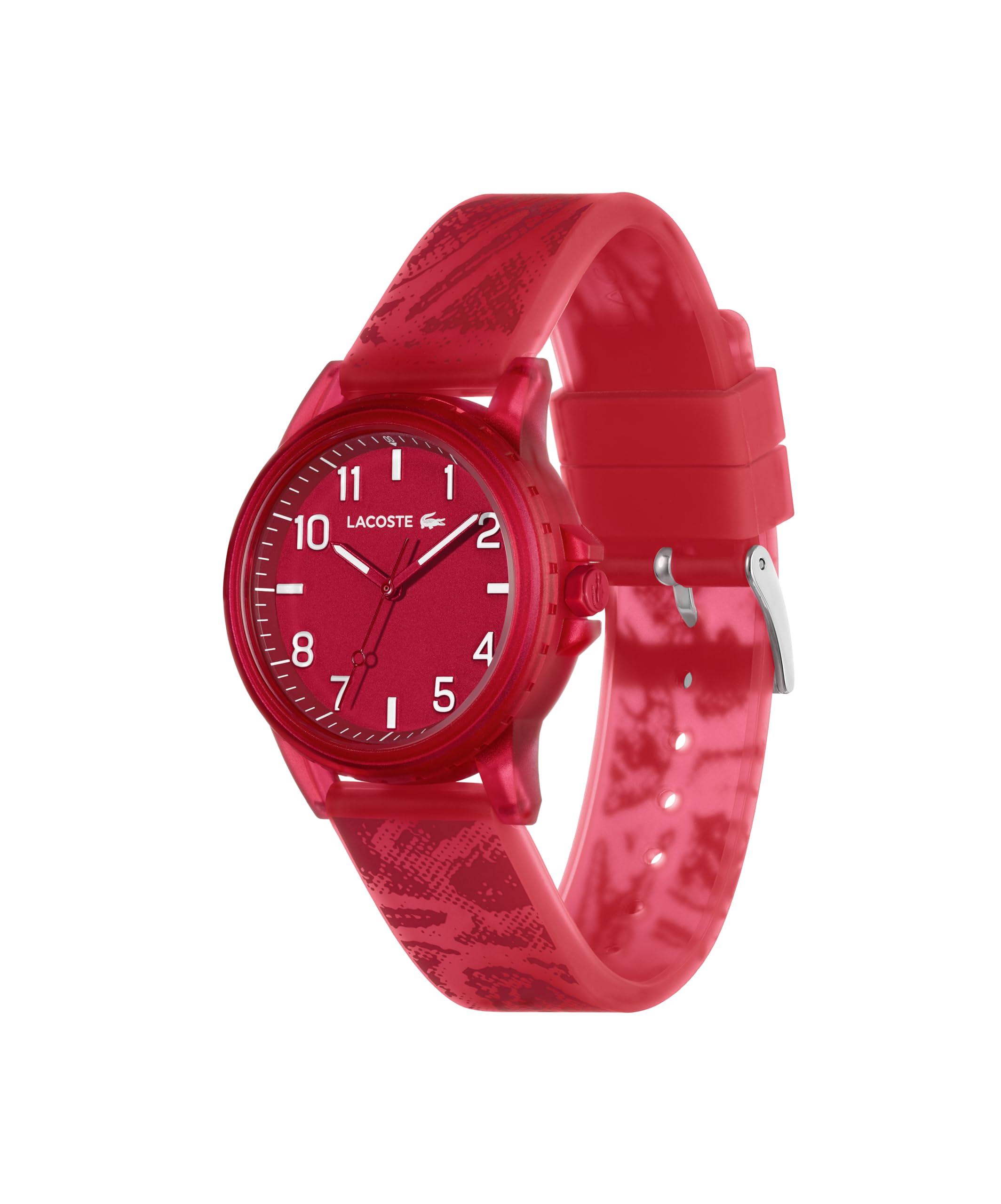 Lacoste Rider analogowy zegarek dziecięcy, mechanizm kwarcowy, wodoodporny, silikonowy pasek, unisex, prezent dla chłopców i dziewcząt, Czerwony, pasek