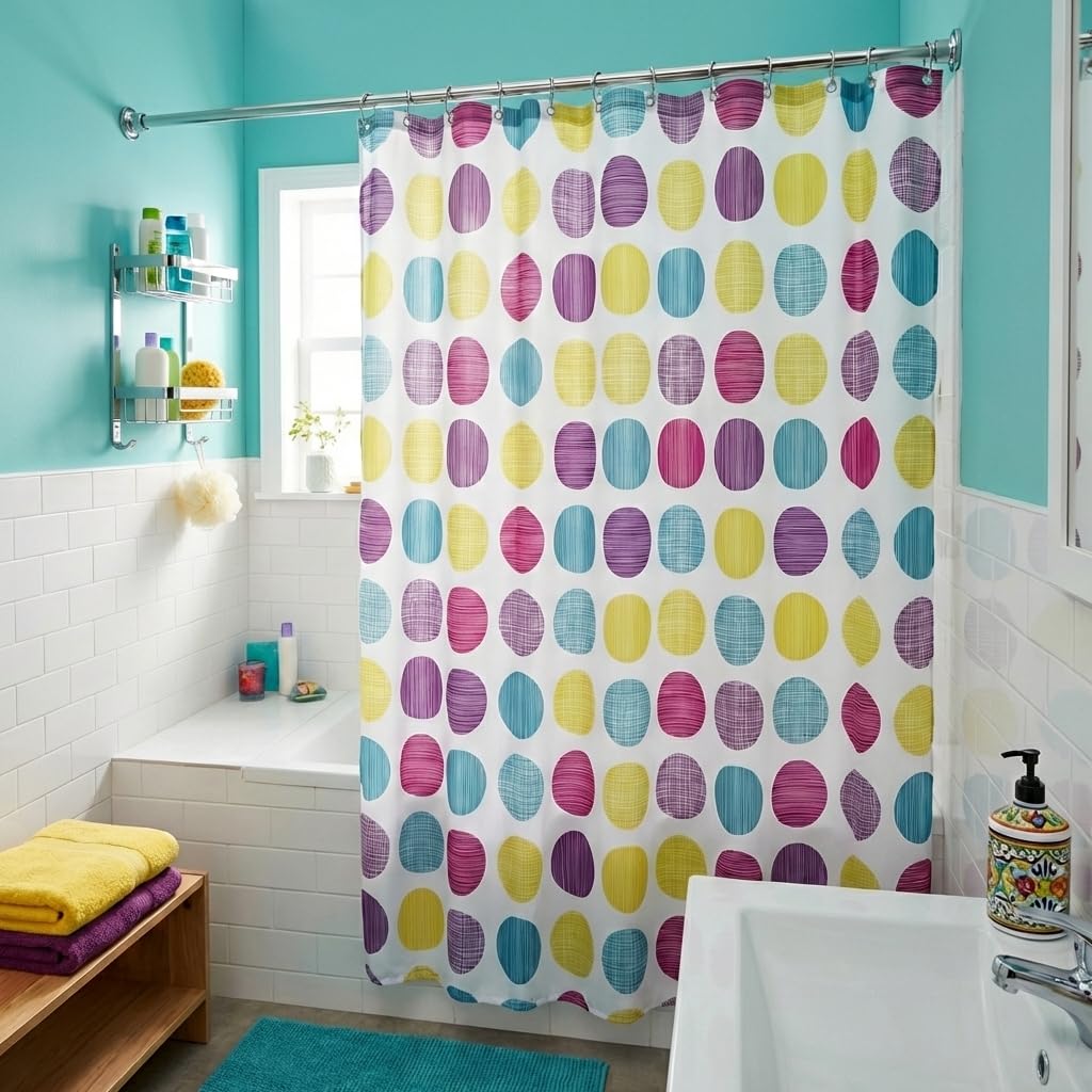 Croydex Shower Curtain, Textured Dot, 1800 x 1800mm