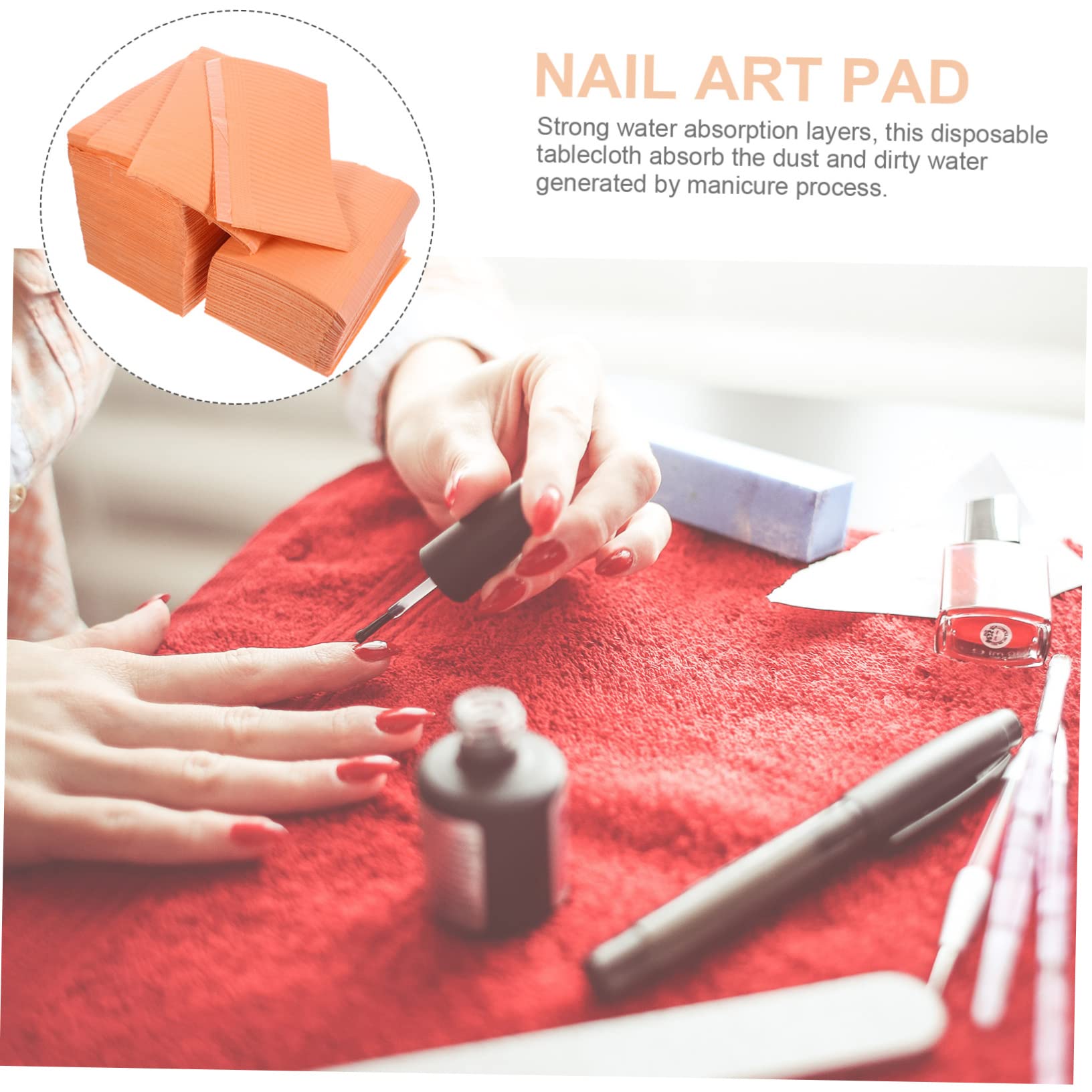 VALICLUD Tappetino per Unghie Monouso in Polpa, 125 Pezzi, Protegge Piano del Tavolo, per Salone Manicure e Studi Dentistici | Arancione, per Tavolo Manicure Professionale e Studi Odontoiatrici, Accessori Nail Art