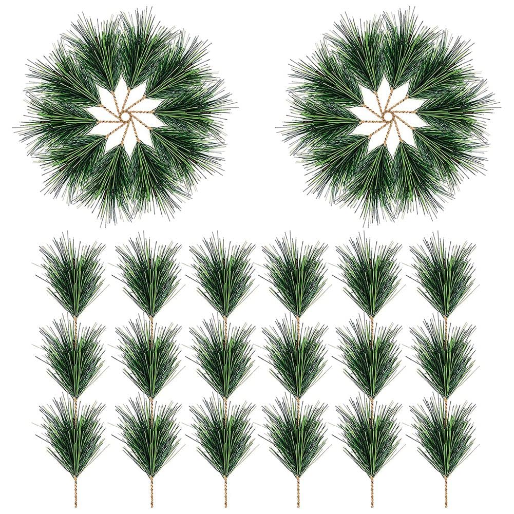 CTRLZS 60 PC Artificial Green Pine Needles Branches-Small Pine Twigs Stems Picks-Fake Greenery Pine Picks for Christmas Garland