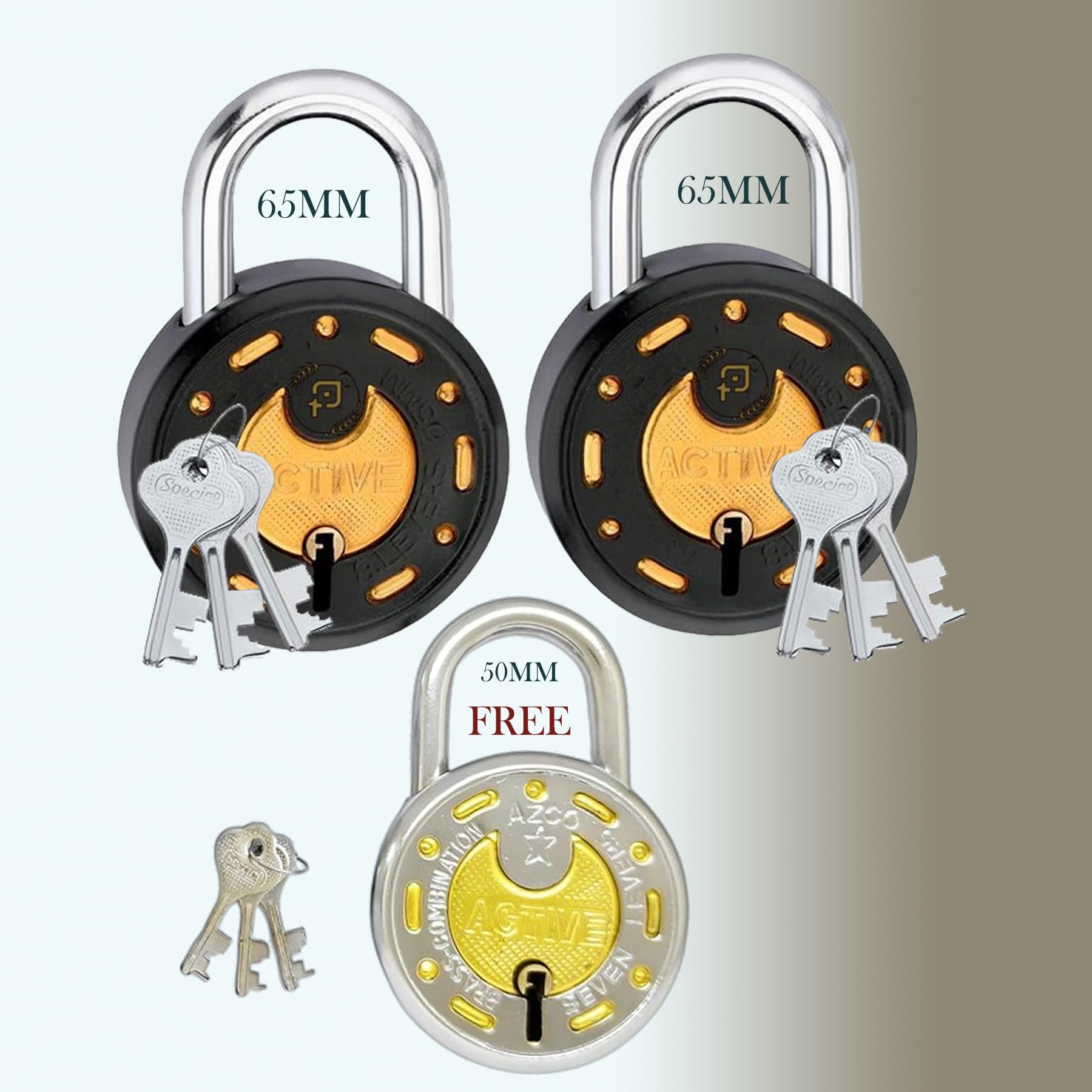 Onepro Active 2 PadLock-65mm Black 1 Padlock 50mm Silver, Combination of Silver Black Finish | Lock and Keys for Shutter School Hospitals Storage Box Home Door Shop Offices Cupboard (B0D9H67NX8) Amazon Price History, Amazon Price Tracker
