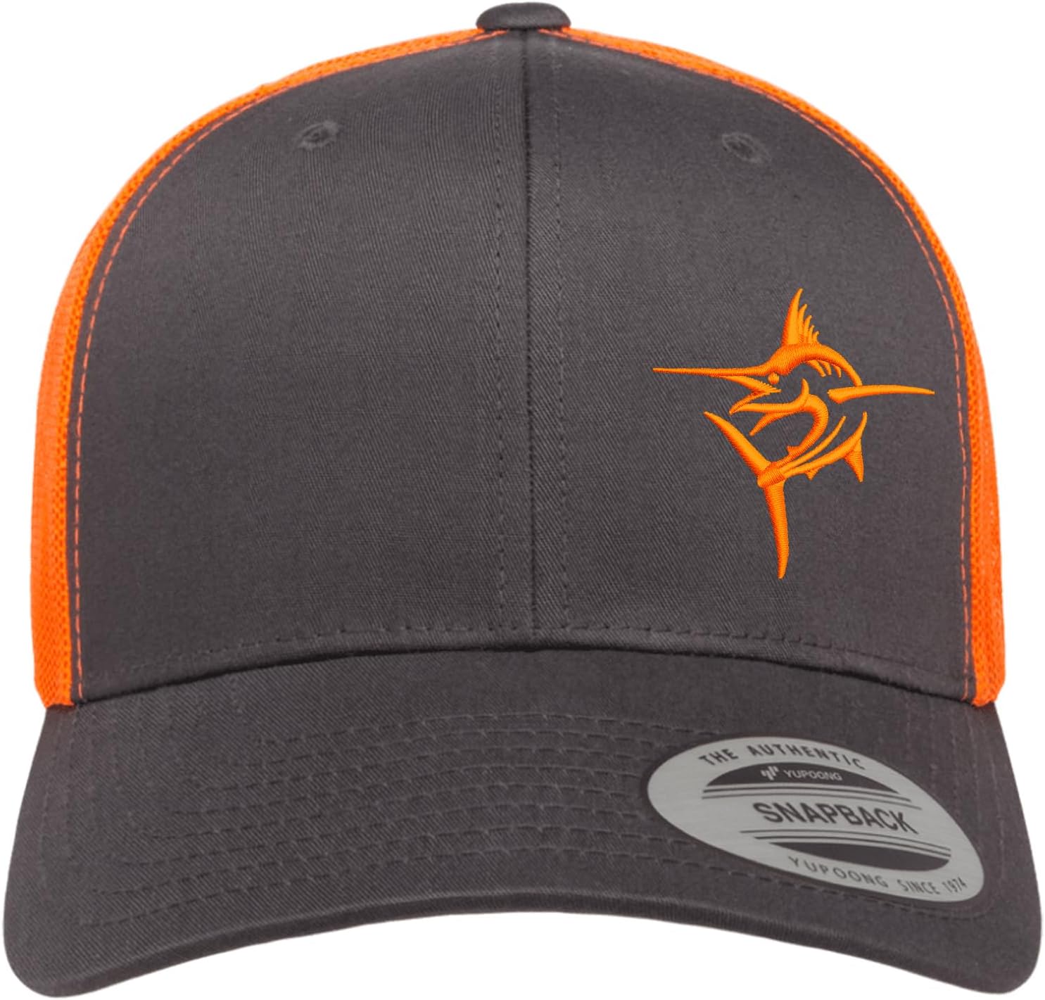 Embroidered Swordfish Trucker Hat for Men & Women – Adjustable Mesh Back Snapback Baseball Cap for Fishing