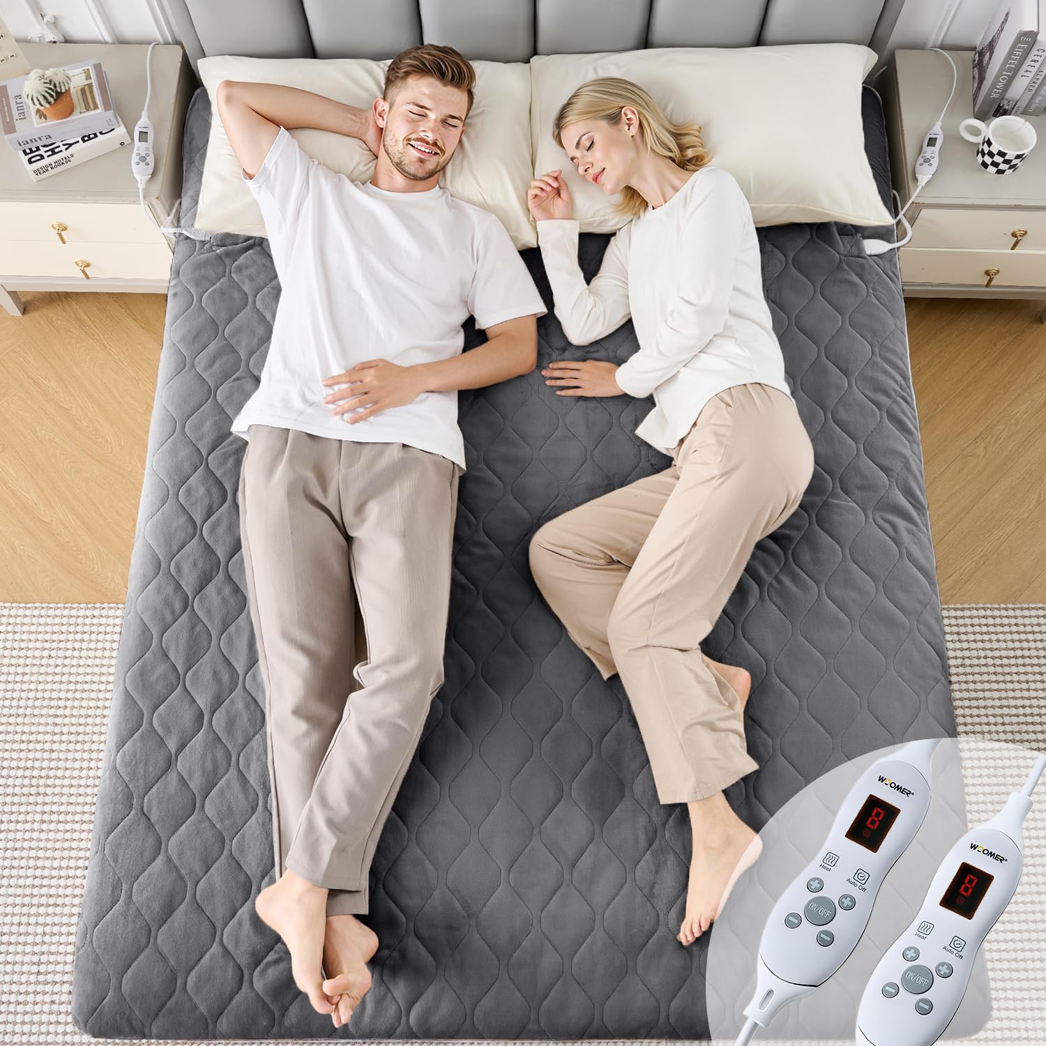 WOOMER Electric Blanket King Size Dual Control 150 X 200cm, Electric Underblanket with 10 ...