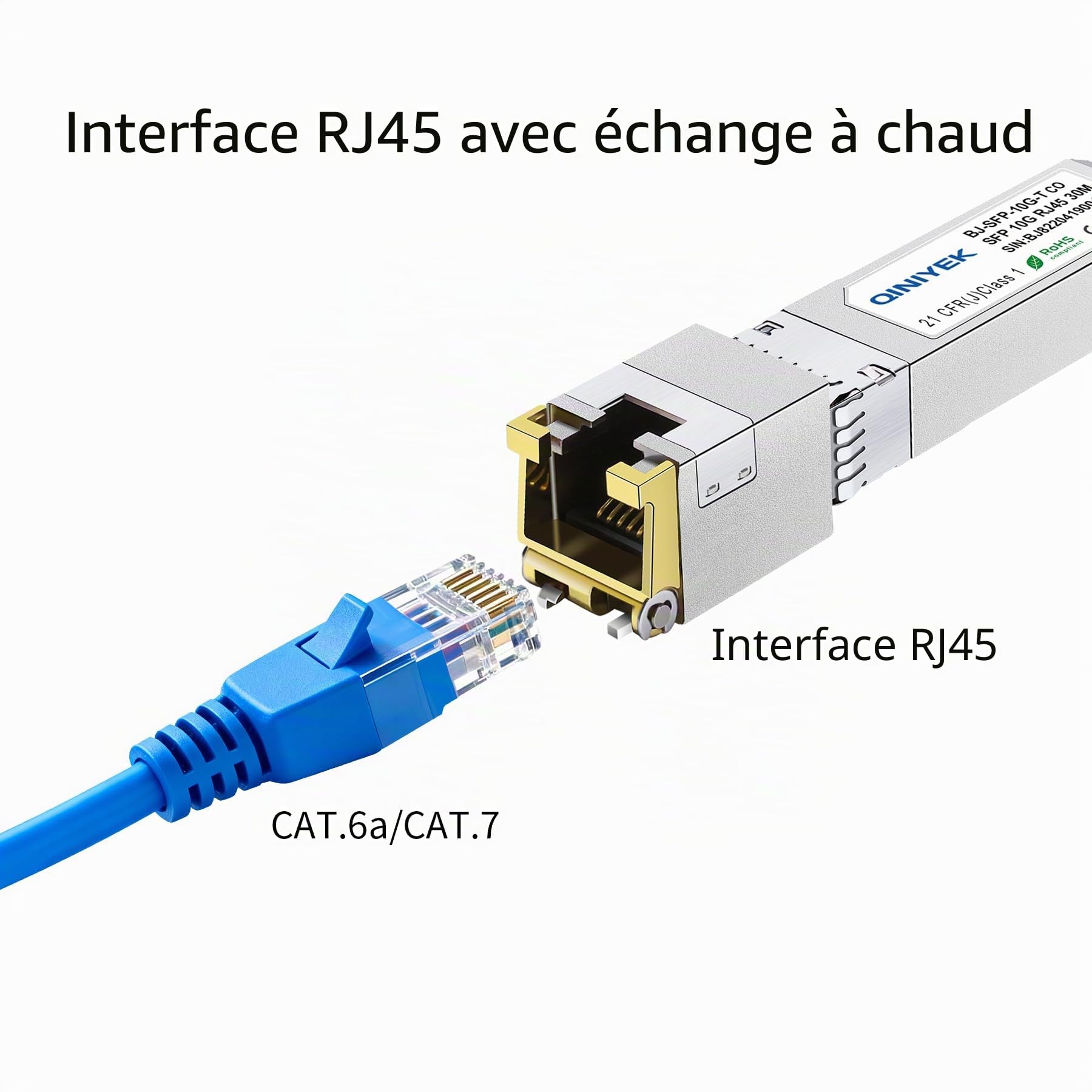 Lot de 4 modules SFP+ 10G vers RJ45 | Émetteur-récepteur 10Gbase-T compatible avec Cisco, Ubiquiti, TP-Link, Meraki, Netgear et commutateurs ouverts | CAT6a/7, transmission de 30 m / 98.4ft
