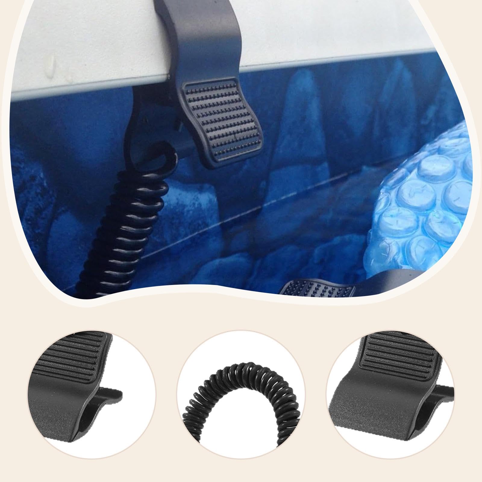 Clips para Cubierta de Piscina para Invierno, Clips de Protección contra El Viento, Reemplazo, Fácil de Usar, Negro, Multifuncional, Asegura La Cubier, 6 Piezas