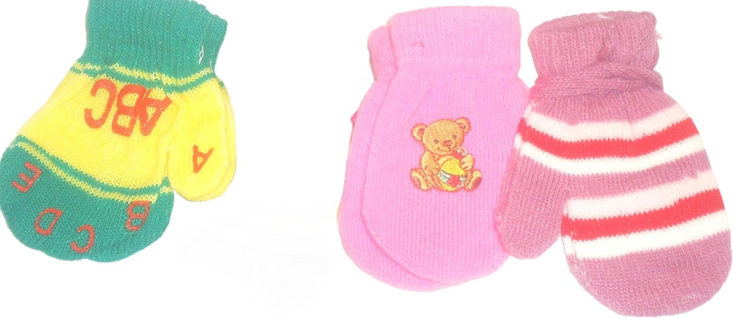Four Pairs Stretch Magic Mittens for Ages 3-12 Months