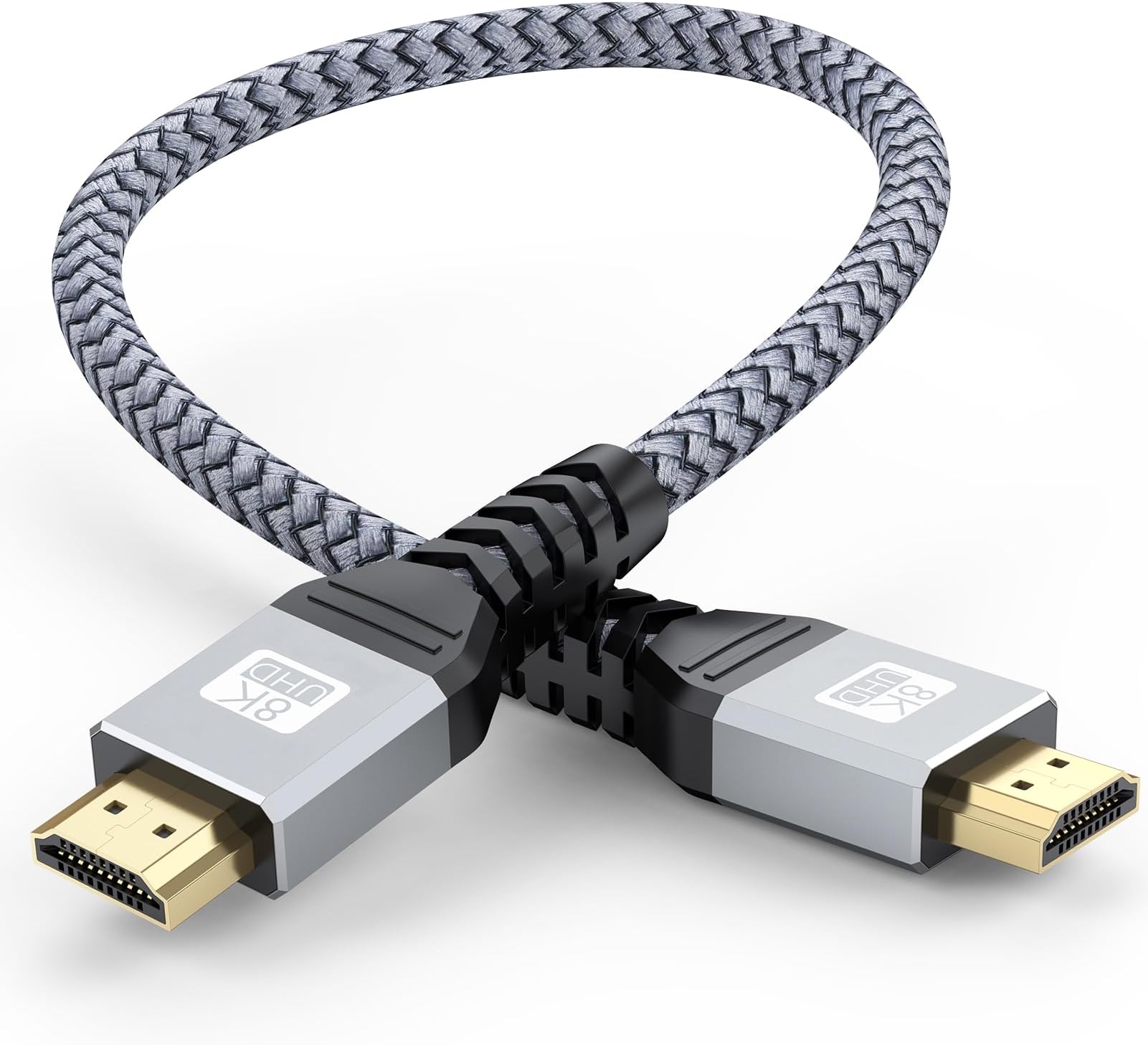 10K 8K Short HDMI Cable 1 Foot, HDMI Cable 1FT HDMI 2.1 Cord 8K@60Hz Ultra High Speed HDMI to HDMI 48Gbps (4K@120Hz, 2K@144Hz, eARC, HDR, 3D) for Laptop, Monitor, Switch, TV, PS5/PS4, Xbox
