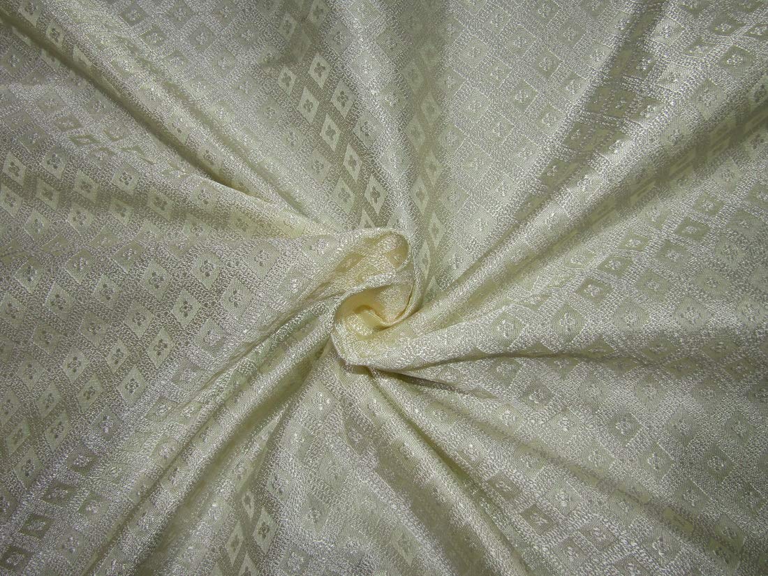 Tissu brocade de soie crème dorée 44" BRO176 vendu au yard - 8