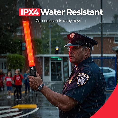 Miniatura 3 de Varita de tráfico de 21 pulgadas, paquete de 4 luces de control de tráfico aéreo con 2 modos intermitentes, varitas de señal de seguridad rojas para