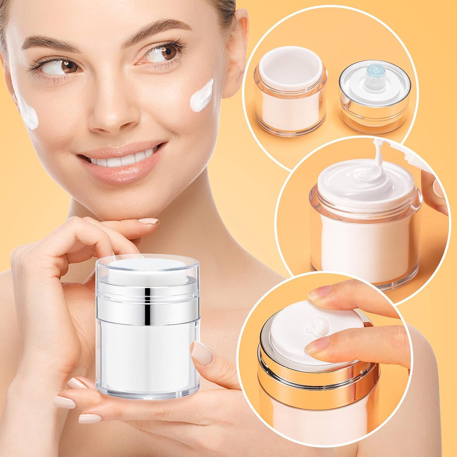 Litimkat 4 szt. Airless dozownik z pompką, 15 ml, 30 ml, do wielokrotnego napełniania, przenośny pojemnik kosmetyczny do kremu, balsamu w podróży, w domu