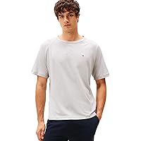 Tommy Hilfiger Uomo T-Shirt Maniche Corte Tee in Cotone, Grigio (Light Grey Heather)